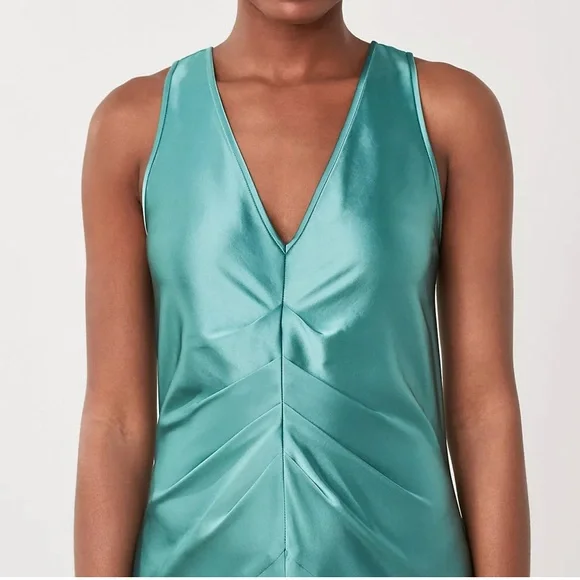 Diane Von Furstenberg | Seraphina Soft Satin Ruched Midi Dress | S | Blue Spruce
